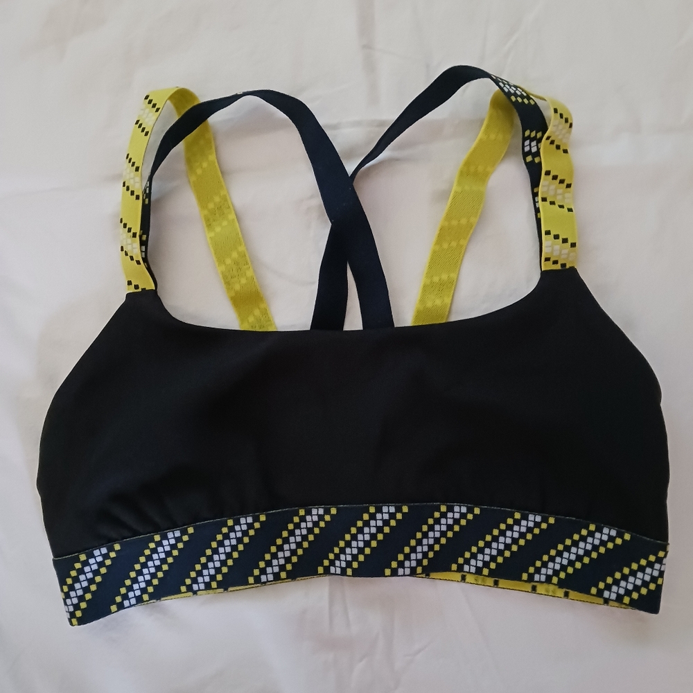 Lululemon Inner Expanse Black and Yellow Sports Bra